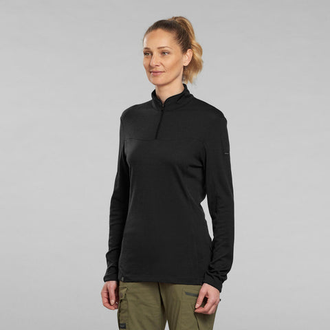 





Camiseta montaña y trekking lana merina  Mujer Forclaz Trek 500 negro