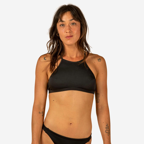 





Top bikini Mujer surf deportivo cuello halter negro