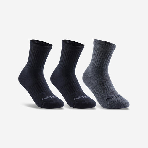 





Calcetines altos de tenis Niños Pack de 3 Artengo RS 500 negro gris
