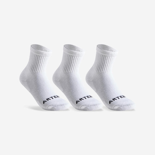 





Calcetines altos de tenis Niños Pack de 3 Artengo RS 100 blanco