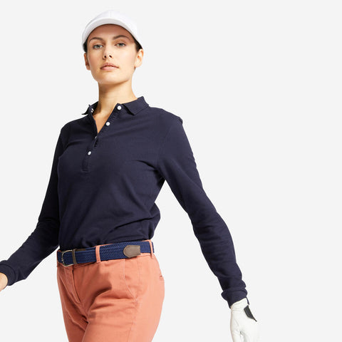 





Polo de golf algodón manga larga Mujer -  Inesis MW500 azul marino