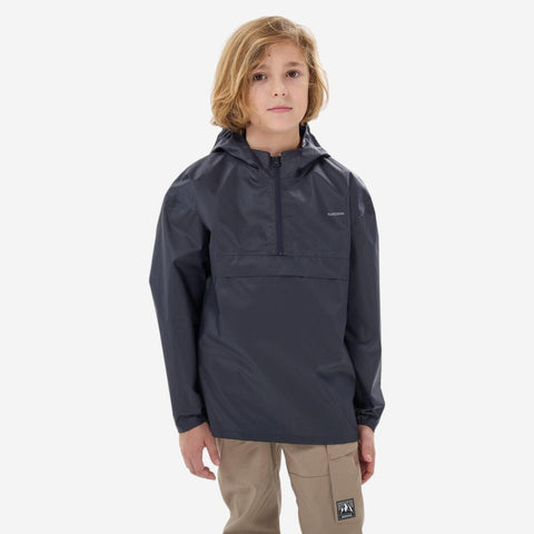 





Chaqueta impermeable de senderismo 1/2 cremallera niños 7-15 años, MH100 negro